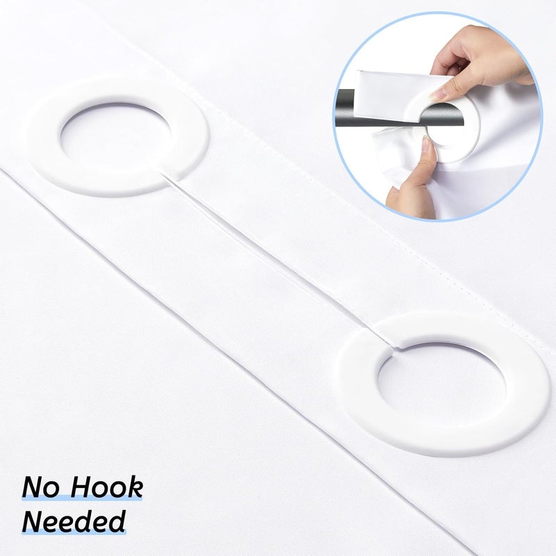 Furlinic 72x75 Waterproof No Hook Needed White Shower Curtain,Soft Polyester Fabric Bathroom Curtain with 10 Rustproof Split Grommet,Light Weighted & Washable, Hotel Style, Standard Size. - Image 5